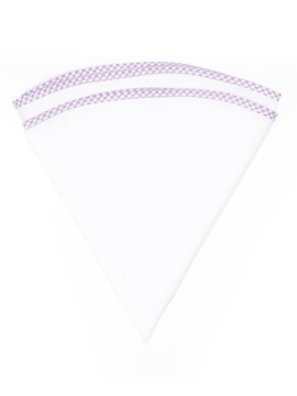 White Linen/Purple/White Gingham Trim Linen Pocket Circle